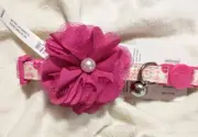 Whisker City Pink shades Polka Dots Floppy Fabric Flower Pearl Center Cat Collar