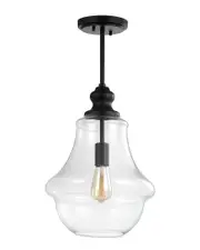 JONATHAN Y Adam 12in Adjustable Metal Glass LED Pendant