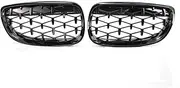 XISII ABS Pair Car Front Hood Grille Diamond Style Meteor Fit For 3 Series E92 E93 Coupe 2006-2009 Bumper Grille for Front End(Black)