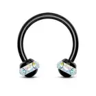Piercing Horseshoe Black Ball Crystals Aurore Borealis (Ear, Septum)