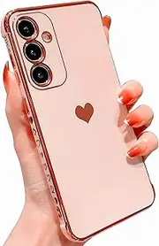 Vepbk Case for Samsung Galaxy A34 5G, Silicone Mobile Phone Case with Heart Pattern, Soft Case, Camera Protection, Thin, Shockproof Cover, Colourful Rubber Case for Samsung Galaxy A34 5G, Rose Gold