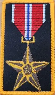 Bronze Star Medal Patch W/ VELCRO® Brand Fastener Military Black Version Gold