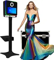 Portable 15.6 Inch DSLR Photo Booth Machine Touch Screen Camera Photobooth with RGB Light Ideal for Weddings,Parties,Celebrations,and Events Rental (Black, Photo Booth)