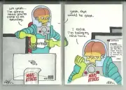 2013 Topps Mars Attacks Invasion 2 Card Puzzle Office Space Sketch - Adam Levine