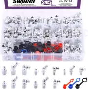 246Pcs SAE & Metric Grease Nipple Assortment Kit, Hydraulic Grease Fittings Stan