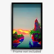 Pixel Art Poster - Sharp Exotic Island (8 Bit Psychedelic Video Game Print)