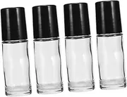 WEKADRIN 4Pcs Portable Essential Oil Bottle Refillable Leak Roll Beads Black Transparent for Travel and Home Use for Synthesis Oil and Perfume Storage