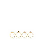Triomphe Indie Set of 4 Rings in Brass with Gold Finish, Rutilated Quartz, Pink Quartz and Tiger Eye 50 Yellow