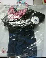 Noahs Ark Teddy Bear workshop Black leather jacket jean shorts bandanna build