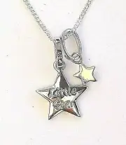 Solid 925 Sterling Silver "Little Star" Pendant With 925 Silver Chain