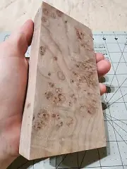 Jumbo Stabilized Spalted Maple Burl Knife Grip Block, 6 X 3 X 1.1"