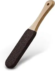 BEZOX Wooden Handle Foot Pumice Stone Pedicure File - Ergonomic Foot File Callus Remover for Smoother Feet and Hands - Foot Scrubber, Heel Sander and Dead Skin Scraper - Brown