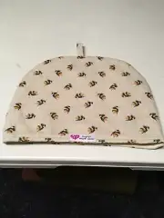 Luxury Hand Made Linen Lined Large Tea Cosy (4Cup) with Bees on