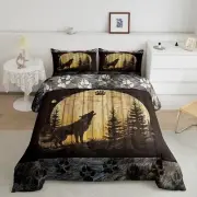 Feelyou Wolf Comforter King Size Wolves Howling Bedding Set for Boys Girls Ch...