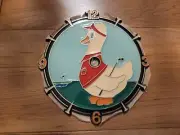 Vintage Ramar Ind. Plastic Clock Face Duck Playing Golf, 1988, 6 Inch