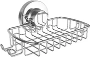 Soap Dish with Powerful Vacuum System, Razor Hook and Toothbrush Holder in 304 Stainless Steel for Bathroom or Kitchen