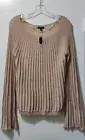 APT.9 Women's Light Brown Sparkling Bell Sleeve Knit Top Size M