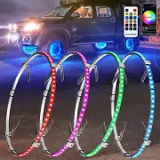 4PC 15.5'' RGB Wheel Ring Lights LED Light For Truck Car Rim Light Bluetooth APP