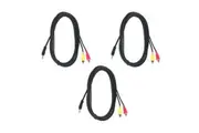 BravoPro AP2411-03 3M 3.5mm TRS Stereo Jack Plug to 2x RCA Plugs x3
