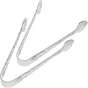 TIDTALEO 2Pcs Stainless Steel Design Ice Cube Serving Tongs Ergonomic Kitchen Clips for Easy Handling of Ice Cubes and Food and Reusable Kitchen Accessories