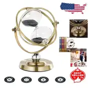 Rotating Black Sand Timer - 1 Hour Antique Metal Hourglass for Home & Office