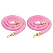 2Pack 6 Feet Pink Velvet Stanchion Rope Crowd Control Barrier Rope Golden