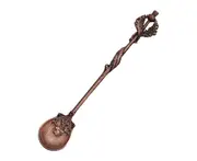 Stirring Spoon Creative Design Vintage Elegant Mini Royal Style Zinc Alloy Carved Fruit Dessert Spoons for Home-Tan