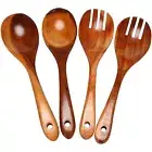 Wooden Salad Servers Set of 4 Serving Cutlery Spoon Fork Wooden Salad Spoon1392