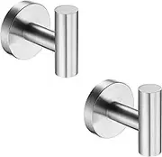 Brushed Nickel Bath Towel Coat Hooks SUS304 Stainless Steel Bathroom Clothes Garage Hotel Cabinet Closet Sponges Robe Hook Wall Mounted Round Kitchen Heavy Duty Bath Door Hanger 2 Pack