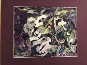 ONE OF A KIND PAINTING ON GLASS FRAMED AND READY TO HANG