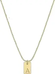[Generic] Initial Necklaces for Women Name Letter Necklace Dainty Alphabet Initial Tag Pendant Engraved A-Z Necklace for Girls Trendy Personalized Jewelry