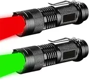 MVIOCS 2 Pack LED Flashlights Torch, Mini Flashlight Red Green Blue Light LED Flashlight with 3 Modes, Waterproof Zoomable Flash Light for Camping,Outdoor, Night Astronomy (Red and Green)