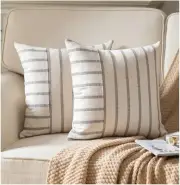 Boho Throw Pillow Covers 20x20 Set of 2 Soft 20" x 20" (Pack of 2) Grey