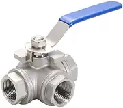 Valve,Ball Valve, T/L-Port Heavy Duty 1/4 3/8 1/2 3/4 1" BSP Female Full Port Ball Valve Connector Adapter(36895,L Type)