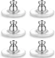 [Moconar] 12mm Earring Backs, Transparency Bullet Earring Backs Replacements for Droopy Ears Large Locking Support Backings for Heavy/Droopy and Big Earrings Lifter Backers for Studs, White Gold