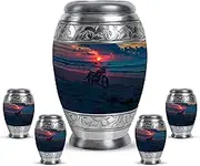 Motorcycle Urns for Human Ashes Adult Man - Urns for Human Ashes Adult Female - Keepsake - Sunset Blue Mini Funeral for Human Ashes - Mini Urn for Human Ashes (Combo 10" & 3", Pack of 5)