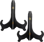Tatuo 2 Packs Black Wooden Display Stand Plate Holder Easels, 12 Inch, 12 Inch