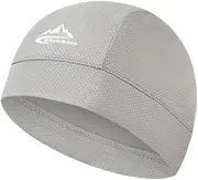 [Jwelesy] Cooling Skull Cap Helmet Liner for Men Women UV Sun Protection Beanie Head Wrap Sweat Wicking Bicycle Cycling Running Hat, Light Grey, One Size