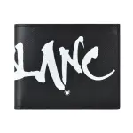 【MONTBLANC 萬寶龍】MONT BLANC SARTORIAL CALLIGRAPHY白字書法LOGO牛皮6卡對折短夾(黑)