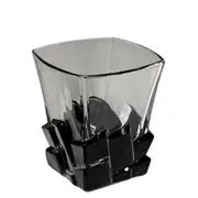 Elosung 4 Pcs Black Frosted Ice Cube Glass Creative Whiskey Premium Textured Tumbler 300Ml Capacity For Home Bars Glassware & Drinkware