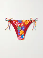 [PATBO] PATBO - Aster Embellished Floral-print Bikini Briefs - Red - medium medium Red
