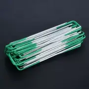 100pcs Half Green Artificial Grass Turf U Pins Metal Galvanised Pegs AC