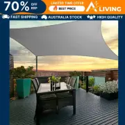Shade Sail 3x5m Rectangle 280GSM 98% Grey Shade Cloth Outdoor Sun Protecti -C-GR