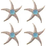 4x LVD Magnet Diamonte Starfish Decorative Home Decor Ornament 5.5x5.5cm Blue