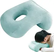 [Huvqianu] Desk Pillow for Napping, Curved Nap Sleeping Pillow Cushion with Center Hollow Out, Breathable Head Support Pillow with Arm Rest for Office School Library, Prevent Numb Hands