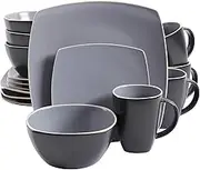 Gibson Home Soho Lounge Matte 16 Piece Dinnerware Set, Grey
