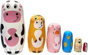 Losuya Cartoon Animal Nesting Dolls Handmade Wooden Matryoshka Russian Dolls for Christmas Birthday Party Home Decorations