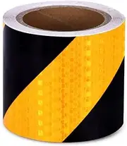 Reflective Tape， Self-Adhesive Outdoors Sticker, Night High Visibility Conspicuous Warning Tape for Vehicles, Cars, Trailers(Yellow Black,10cm x 10m)