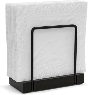 Napkin Holder for Table, Bamboo Iron Standing Napkin Dispenser for Kitchen