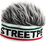 [Vaveren] Knitted Hat with Hair Wig Novelty Hat for Men Women Adults Outdoor Birthday Gift